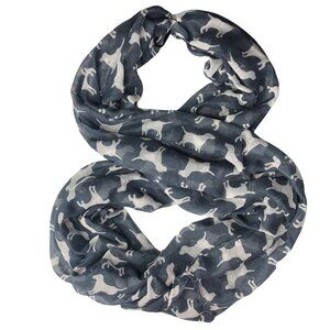 Lina & Lily Infinity Scarf Dog Themed Womens Gray White Light Weight